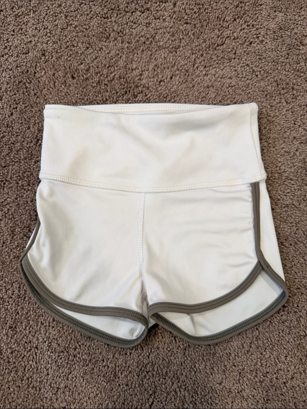 Girls' White High-Waist Athletic Shorts with Gray Trim